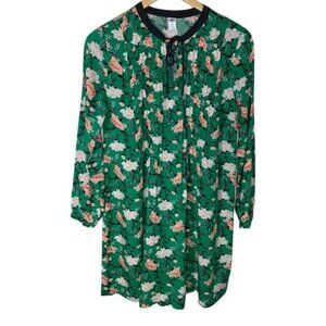 Old Navy Green Floral Mini Dress XS • Long Sleeve Soft Rayon Casual
